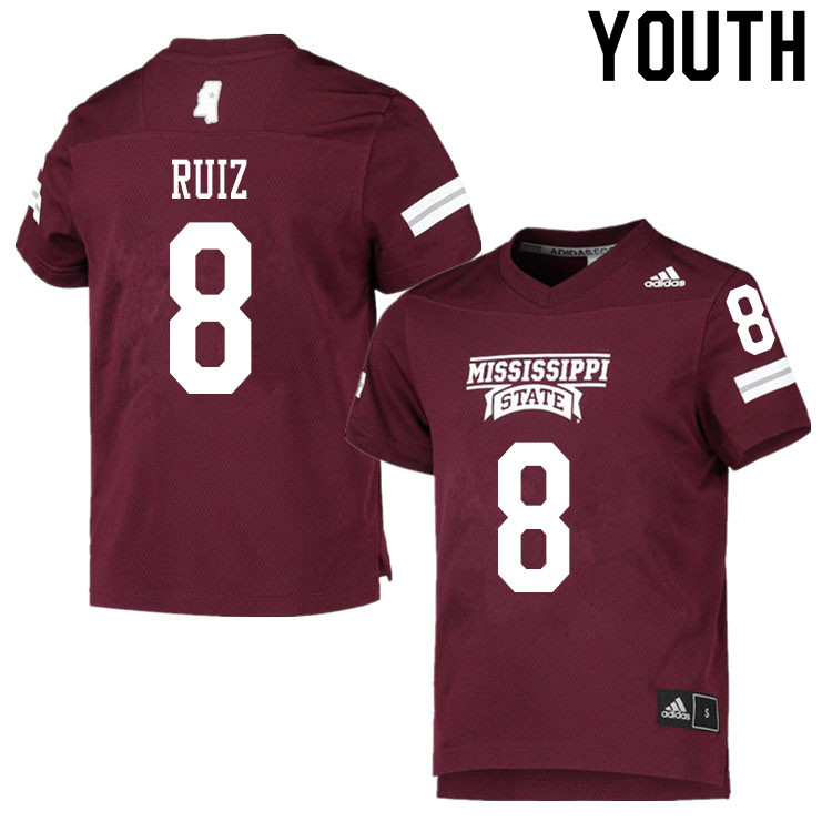 Youth #8 Brandon Ruiz Mississippi State Bulldogs College Football Jerseys Sale-Maroon - Click Image to Close